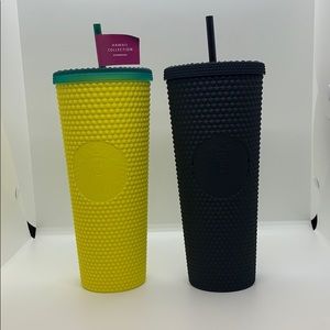 Starbucks studded matte black & pineapple tumbler